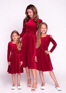 Vestidos de terciopelo rojo mamá y yo, vestidos de madre e hija, vestido de sesión de fotos para madre e hija, vestidos para niñas - Product Image 3
