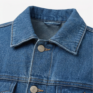 Veste en jean pour homme tendance, décontractée, classique, bleu jean, streetwear, vêtement d'extérieur, manteau d'hiver, style personnalisé, col montant, réversible - Product Image 4