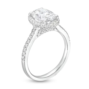 Anillo de compromiso SGARIT personalizado de oro de 14K con corte ovalado y halo, diamante de 3 quilates cultivado en laboratorio, VVS D, certificado IGI, joyería de boda para mujer - Product Image 3