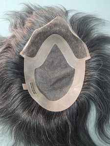 Taz Hair BD Fusion Prothèse Capillaire en Cheveux Humains Remy, Tissage Noué à la Main, Base en Dentelle Frontale, Couleur Mixte 1B, avec Mèches Grises - Product Image 4