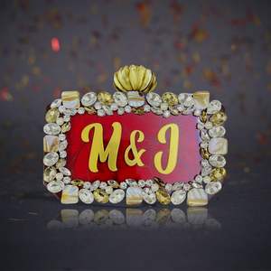 กระเป๋าคลัทช์ลูกปัดสีทองสุดหรูสำหรับสุภาพสตรีลายเรซินหินอ่อนรูปทรงเรขาคณิต - Product Image 2