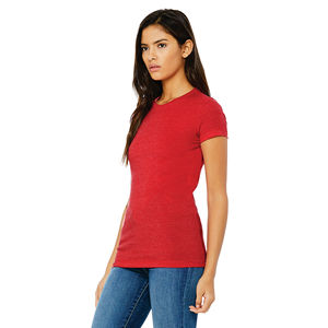 Shoulder Taping <b>Longer</b> Body <b>Length</b> 100% Airlume Combed and Ring Spun Cotton 32 Single 4.2 oz Solid Red Womens Slim Fit <b>T</b>-<b>Shirt</b> - Product Image 2