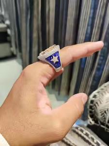 Impresionante anillo cruzado de Jesús de diamante redondo de laboratorio Natural de estilo cristiano Hip Hop completamente helado en tienda de oro amarillo de 18K 22K - Product Image 2