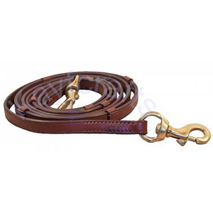 250cm Long Leather <strong>Reins</strong> with Stoppers and Brass or Silver Snap Hooks Made from English Oiled <strong>Harness</strong> Leather