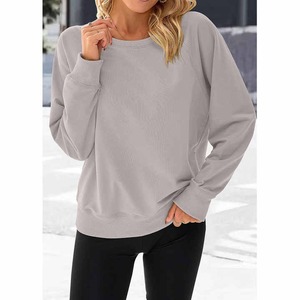 Sudadera cálida de invierno con cuello redondo, jersey liso, sudaderas con capucha, sudadera con hombros caídos, sudaderas con capucha, sudadera relajada de estilo callejero para mujer - Product Image 5
