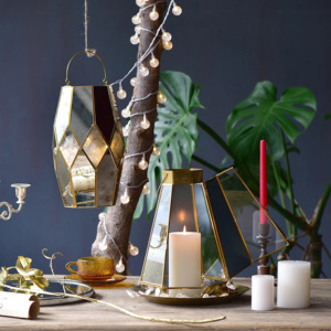 Popular Design Antique Mercury <b>Glass</b> Hexagon Candle Pillar Holder Lantern in Gold Brass <b>Frame</b> for <b>Hanging</b> and Floor Decorations - Product Image 4