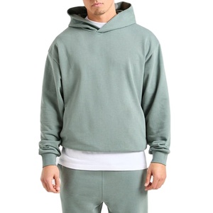 เสื้อฮู้ดดี้ผู้ชายผ้าฝ้าย 100% ซักแล้ว ทรงโอเวอร์ไซส์ ไหล่ตก เสื้อฮู้ดดี้แบบสวมหัว ผ้าหนา ปรับแต่งได้ ทรงหลวมใหญ่ - Product Image 1