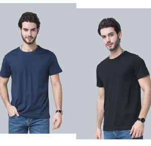 T-shirt 100% coton unisexe, fourniture ODM en gros, logo imprimé personnalisé en blanc sur toile unie pour hommes - Product Image 2