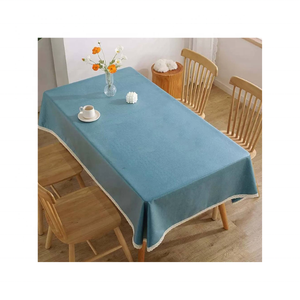 Crème unie pur coton brodé GOTS certifié durable parfait rassemblements familles 70x108 pouces nappe lavable en machine - Product Image 4