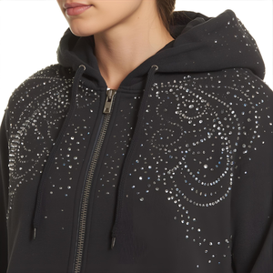 Sudaderas con cremallera de diamantes de imitación, sudadera con cremallera de cristal personalizada con estampado de logotipo y diseño personalizado OEM/ODM, Bienvenido - Product Image 5