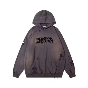 OEM Vintage Style Distressed Hoodie Acid Wash Stone Design Hoodie High GSM 100% algodón orgánico 2025 tendencia producto Hoodies - Product Image 4