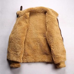 Winter High Quality <b>Men's</b> Genuine Leather Flight Aviator Fur Shearling Real <b>Sheepskin</b> B3 Fur Bomber <b>Jackets</b> - Product Image 5