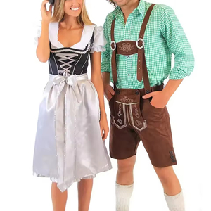 Pantalones cortos tradicionales de Lederhosen para hombre, gamuza sintética con tirantes, detalle bordado para reuniones patrimoniales y festivales de cerveza - Product Image 6