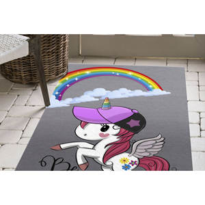 Alfombra de Unicornio Arcoíris: Decoración para Cuarto Infantil, Alfombra Suave con Pelo Largo - Product Image 3