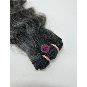 Mèches de cheveux humains indiens vierges Remy, gris foncé bouclés, double trame, doux, lisses, brillants, toutes couleurs, teintables pour tissage capillaire - Product Image 1