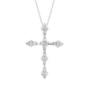 Collar con Colgante de Cruz de Diamantes en Oro Blanco de 18K, 1.11ct, 3.6g, Colección de Amuletos de Lujo Unisex - Product Image 1