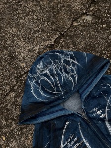 Sudadera con capucha personalizada con diamantes de imitación 100% algodón Streetwear Full Zip up Vintage Hoodie cremallera serigrafía Sudadera con capucha French Terry - Product Image 3