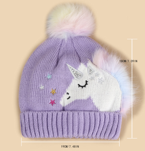 Bonnet bébé en coton 100% pour l'hiver, motif licorne mignon, impression numérique, bonnet tricoté chaud pour les tout-petits, garçons et filles - Product Image 2