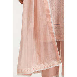 Salwar Cosido de Mujer con Bordado de Lurex Color Durazno, Material Georgette Suave, Estilo Pakistaní y Bollywood, Ropa Étnica para Festivales - Product Image 2