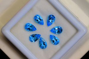 ลูกแพร์สวิสสีฟ้าบุษราคัมพลอยเจียระไนทรงหลวมหินบุษราคัมสีฟ้าขนาดพิเศษจากผู้ผลิต - Product Image 6