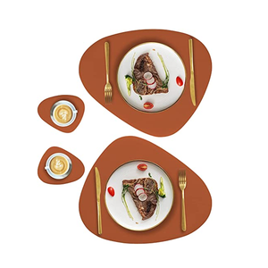 แผ่นรองจานรับประทานอาหารหนังสีดำทรงกลมแผ่นรองจานสีสั่งทำดีไซน์ล่าสุด - Product Image 4