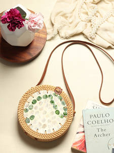 Modern Luxury Eco-Friendly <b>Wheat</b> Straw <b>Bag</b> with Big Silk Bow Eye-Catching Zipper Closure Sophisticated Wide Area Combined Design - Product Image 6