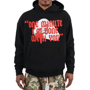 2025 New Arrival Custom Printed <b>Hoodies</b> Blended <b>Oversized</b> French Terry 2025 Design Your Own Quality <b>Black</b> Color <b>Hoodies</b> - Product Image 1