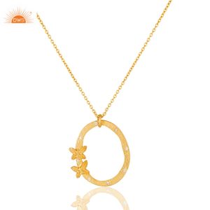 Bijouterie tendance dernier cri pendentif en laiton plaqué or 18 ct avec papillon rond pour femmes fabricant de bijoux fins Demi - Product Image 4