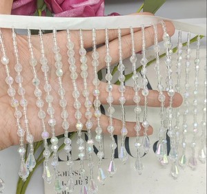 Crystal <b>Beaded</b> Trim, Tassel Lace Trim, Ombre Beads Fringe Trim for Crafts Wholesale 5yards/lot Bead Tassel Trim Lace Fringe - Product Image 2