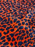 Rideau en velours de coton vintage imprimé léopard corail et bleu, style bohème, décoration intérieure, velours de coton de luxe, style vintage