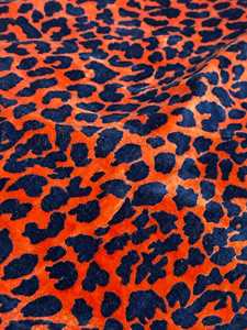 Vintage Cotton Velvet Curtain Coral & Blue Leopard Print Boho Drapes Home Decor Cotton Luxury Cotton Velvet Vintage Style - Product Image 1