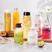 Botellas de PET Transparentes Personalizadas de 500 ml (16 oz) para Bebidas, con Tapas de Rosca y Serigrafía, para Jugo, Té, Bebidas Frías y Agua