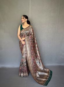 Soie traditionnelle indienne avec imprimé Kalamkari Saree Femme Fabricant de mode de Surat au taux le plus bas - Product Image 3