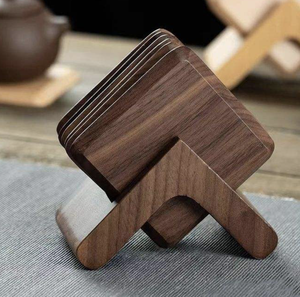 Décoration pour la maison et le bureau, sous-verre en bois personnalisé avec logo, sous-verre rond rustique en bois d'acacia en provenance d'Inde - Product Image 3