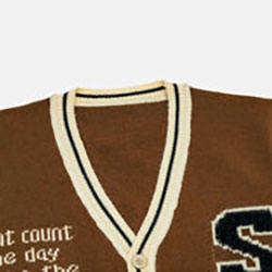 Cardigan en tricot pour homme personnalisé, col en V, boutons, poches, manches longues, mélange de coton, broderie de lettres, motif de cardigan en tricot - Product Image 3