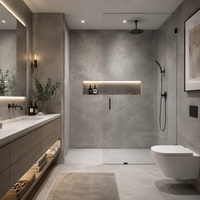 Panneaux muraux décoratifs 3D SPC imperméables de luxe avec texture marbrée pour la décoration intérieure de salle de bain moderne
