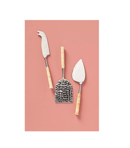 Juego de queso de acero inoxidable con mango de ratán pulido hecho a mano para juegos de cuchillos de aniversario de boda a bajo costo - Product Image 2