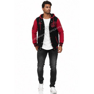 Veste universitaire à capuche avec patch brodé en lacets, fermeture du bouton en tissu polaire 100% coton avec doublure intérieure en polaire de coton - Product Image 3