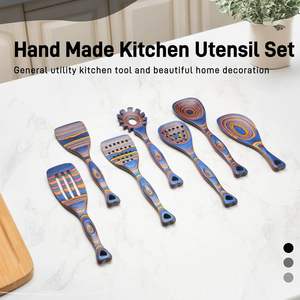 Ensemble d'ustensiles en bois écologiques les plus vendus, manche long, ergonomique, poignées antidérapantes, résistant à la chaleur, cuillères de cuisine élégantes - Product Image 3
