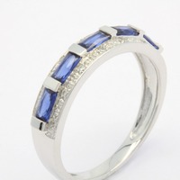 Bague Classique 2022 à Succès en Or Blanc 18K avec Saphir Bleu Naturel Taille Brillant et Sertissage Canal, Bijoux Fins pour Femme