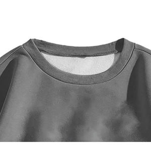 Eco-Friendly Women's Winter Solid Embroidered Breathable Fleece Crew Neck <b>Sweatshirt</b> 340g <b>Grey</b> Windproof Polyester/Cotton - Product Image 2