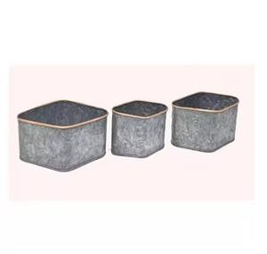 Galvanized Pots and <b>Planters</b> with <b>Wooden</b> Handle New Design Metal Plant Pots for <b>Garden</b> Outdoor Home and Balcony Decoration Use - Product Image 5