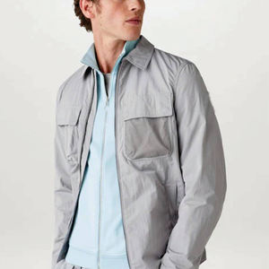 Veste zippée pour homme, bleu ciel, couleur unie, fermeture éclair intégrale, col montant, sweat-shirt léger, streetwear décontracté, coupe ajustée, vêtement d'extérieur - Product Image 2