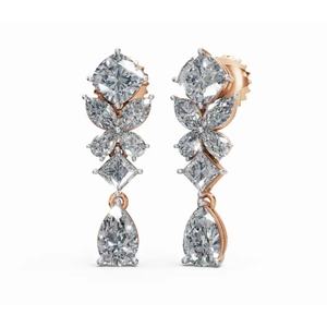 Pendientes de Diseño Valeria de Oro de 18 Quilates de Alta Calidad, Corte Marquesa y Pera, Joyería Cultivada en Laboratorio, Exportación al por Mayor B2B - Product Image 1