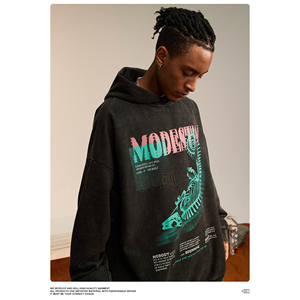 Trendy 2025 Hip Hop streetwear front back large printed Hoodie <b>for</b> MEN Oversized acid washed faded Hoodie <b>for</b> MEN - Product Image 3