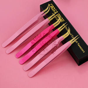 Pinzas de pestañas de acero japonés de gran venta, pinzas de extensión de pestañas rectas finas de volumen Maga, pinzas curvas de Luna 45 90 - Product Image 1