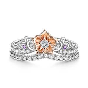 Ensemble de bagues de promesse Jeulia en or rose et argent sterling bicolore, bijoux de mode - Product Image 1