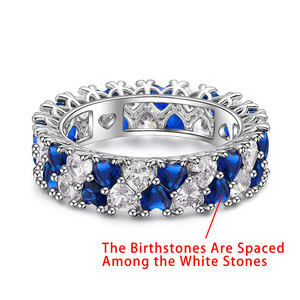 Jeulia Rose Gold Plated Double <b>Circle</b> Heart Eternity <b>Ring</b> with Birthstone - Product Image 4