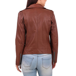 OEM Diseño Mujeres Biker Estilo Chaqueta de cuero Nueva moda Casual Wear Chaquetas de cuero con estilo - Product Image 4