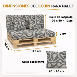 Juego de 4 Cojines Duraderos de Tela para Pallets de Exterior, 120x80 + 120x50 cm, para Sofá de Jardín, 12 cm de Grosor, con Funda Extraíble - Product Image 3